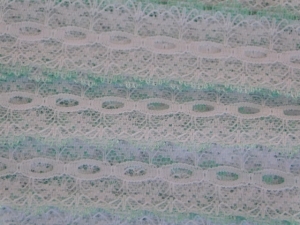 Feather Eyelet Lace Per Meter White/Mint